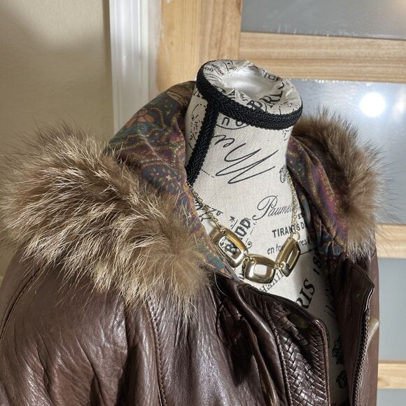 100% lambskin leather jacket women With Hood Vintage Super Soft Small - Picture 13 of 16